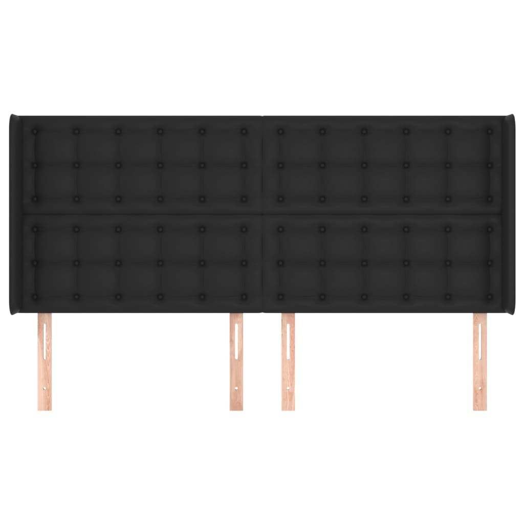 vidaXL Κεφαλάρι με Πτερύγια Μαύρο 183x16x118/128 εκ. Συνθ. Δέρμα