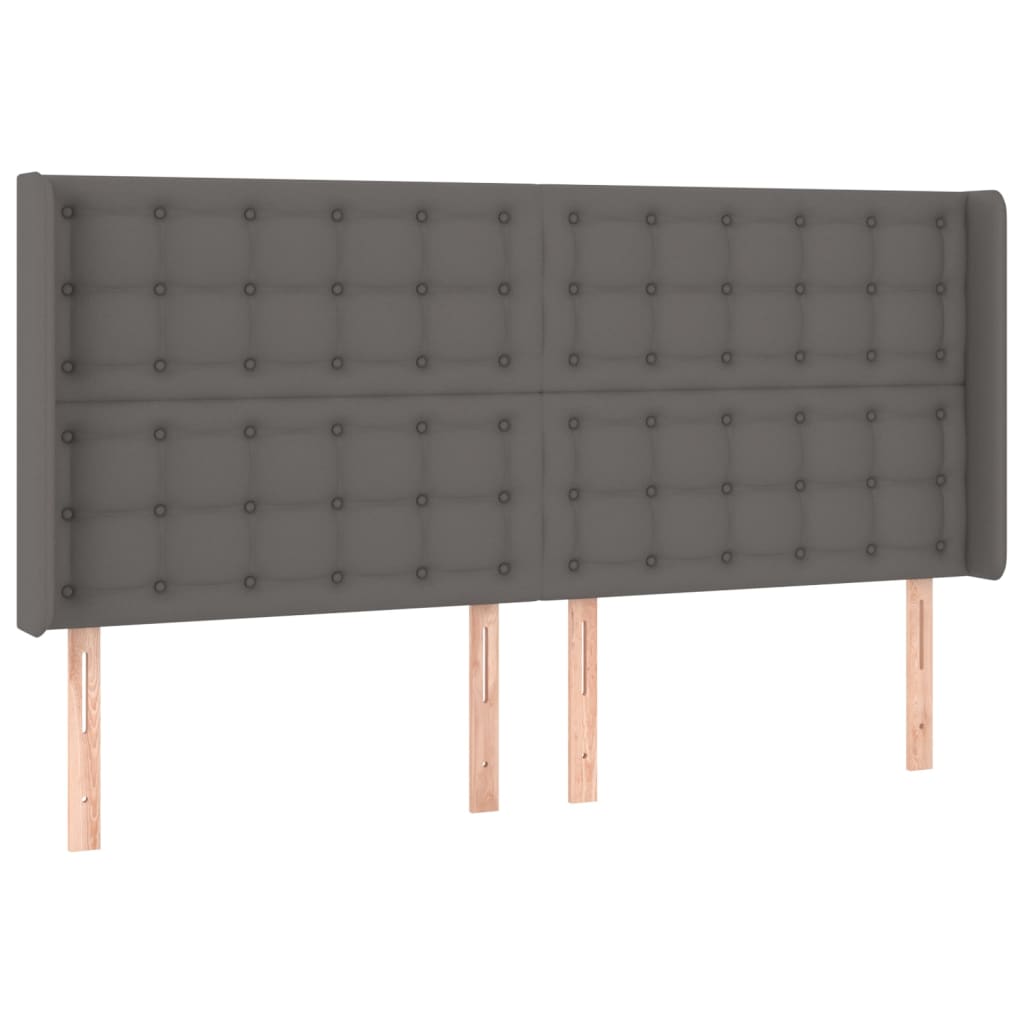 vidaXL Κεφαλάρι με Πτερύγια Γκρι 203x16x118/128 εκ. Συνθετικό Δέρμα