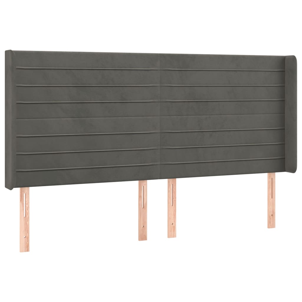 vidaXL Κεφαλάρι με Πτερύγια Σκούρο Γκρι 203x16x118/128 εκ. Βελούδινο