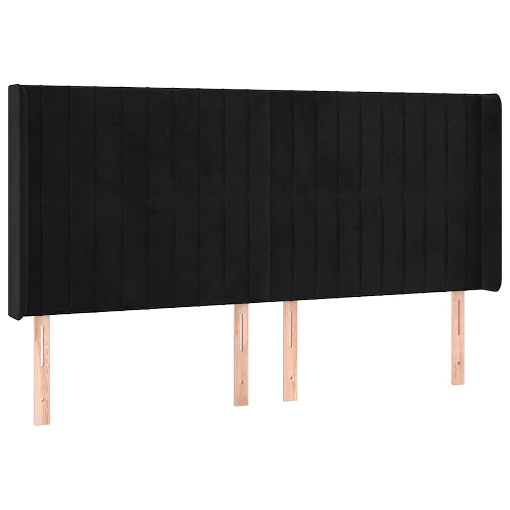 vidaXL Κεφαλάρι με Πτερύγια Μαύρο 203x16x118/128 εκ. Βελούδινο