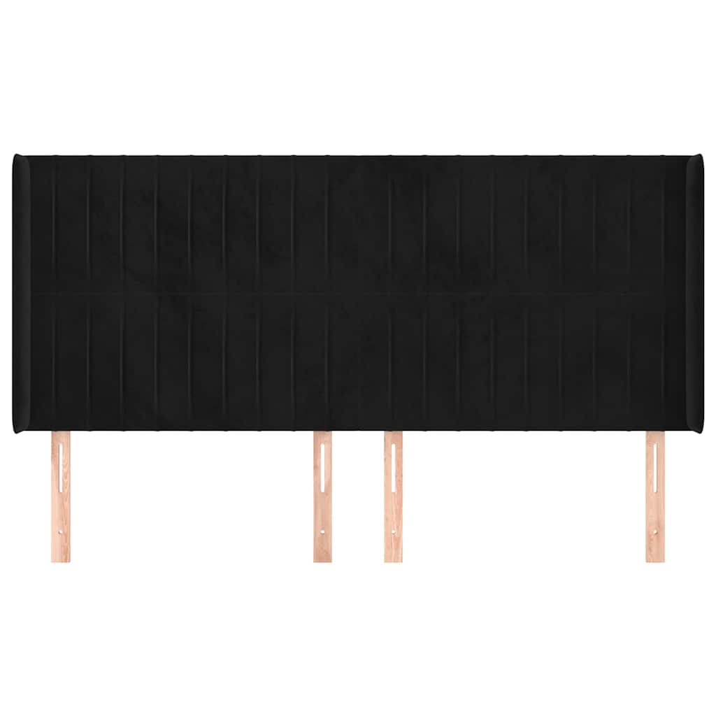 vidaXL Κεφαλάρι με Πτερύγια Μαύρο 203x16x118/128 εκ. Βελούδινο