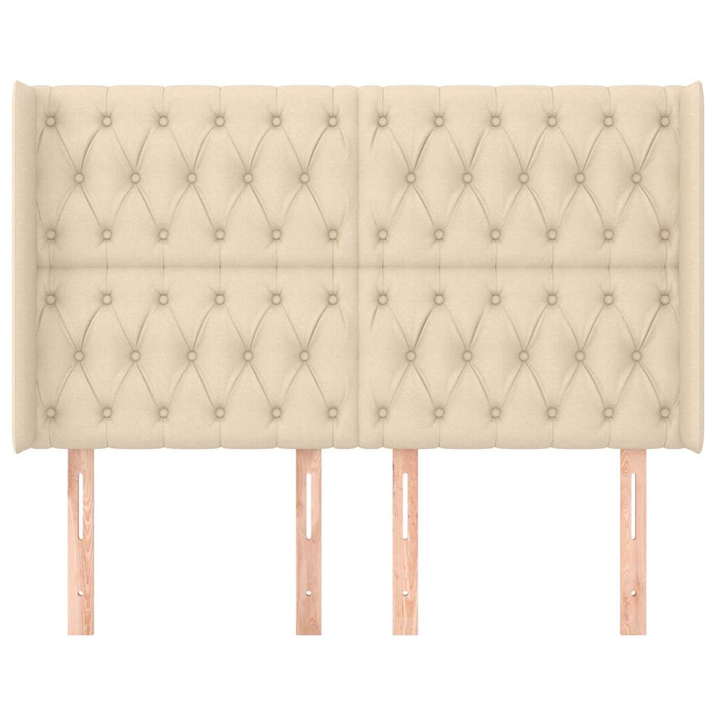 vidaXL Κεφαλάρι με Πτερύγια Κρεμ 163x16x118/128 εκ. Υφασμάτινο