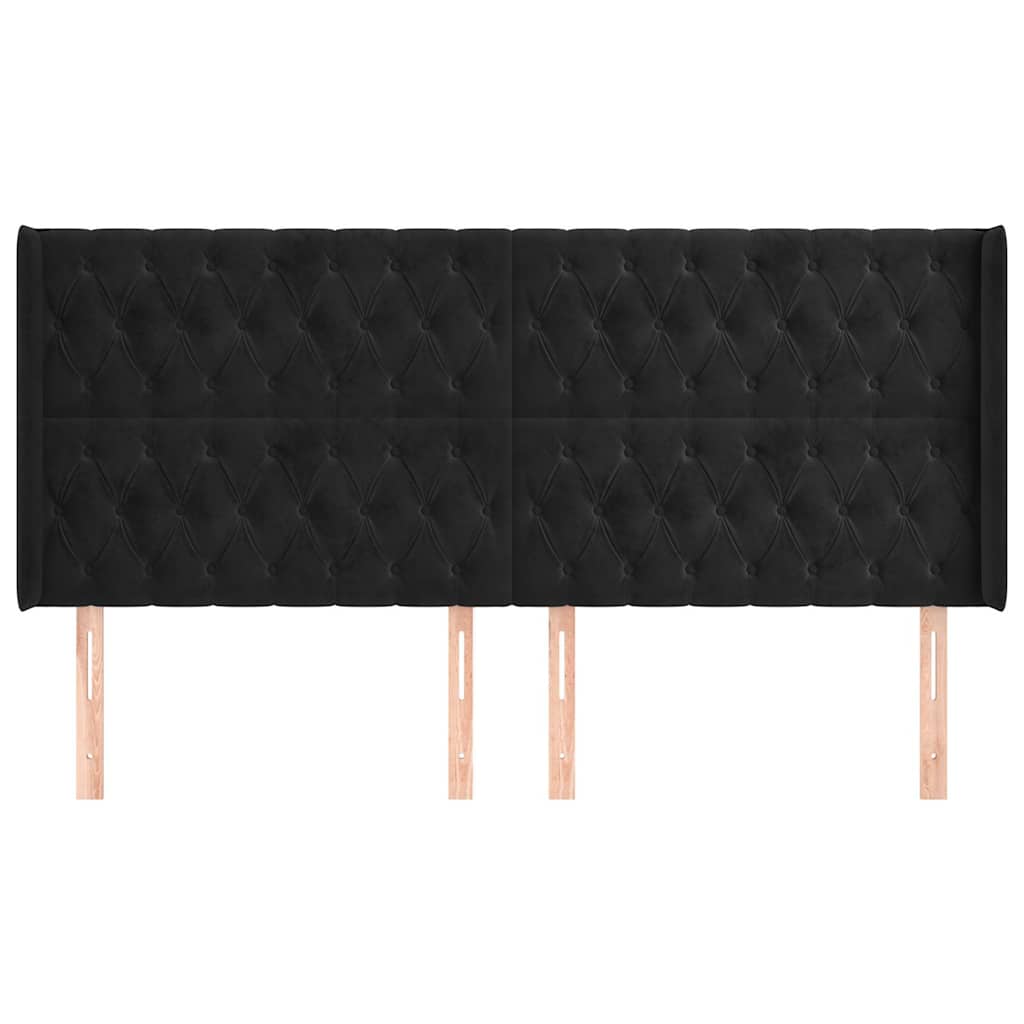 vidaXL Κεφαλάρι με Πτερύγια Μαύρο 183x16x118/128 εκ. Βελούδινο