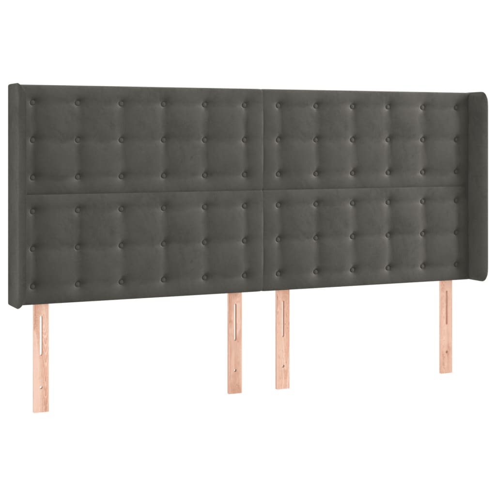 vidaXL Κεφαλάρι με Πτερύγια Σκούρο Γκρι 163x16x118/128 εκ. Βελούδινο