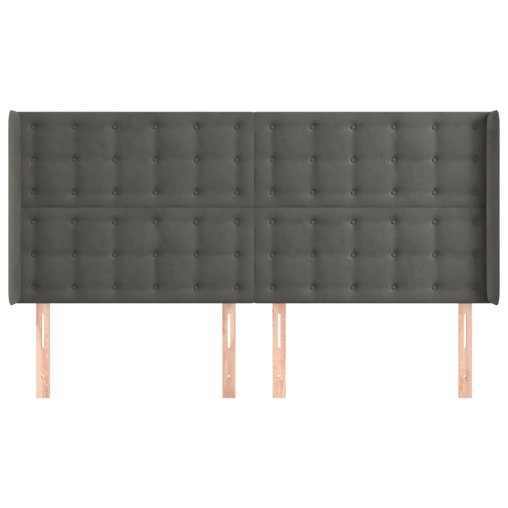 vidaXL Κεφαλάρι με Πτερύγια Σκούρο Γκρι 163x16x118/128 εκ. Βελούδινο