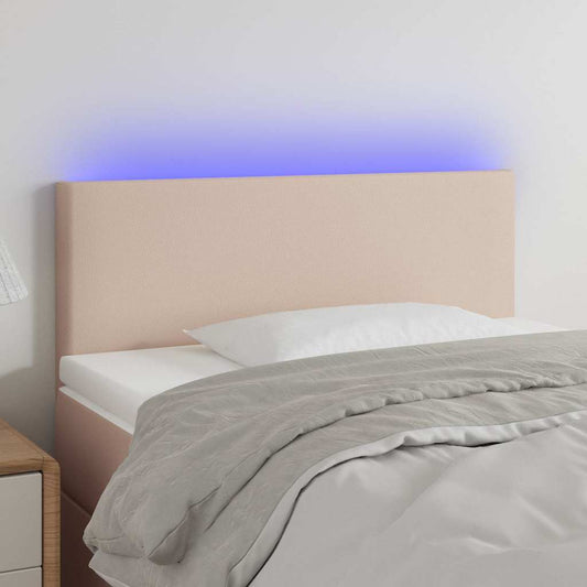 vidaXL Κεφαλάρι Κρεβατιού LED Καπουτσίνο 90x5x78/88 εκ. Συνθετ. Δέρμα