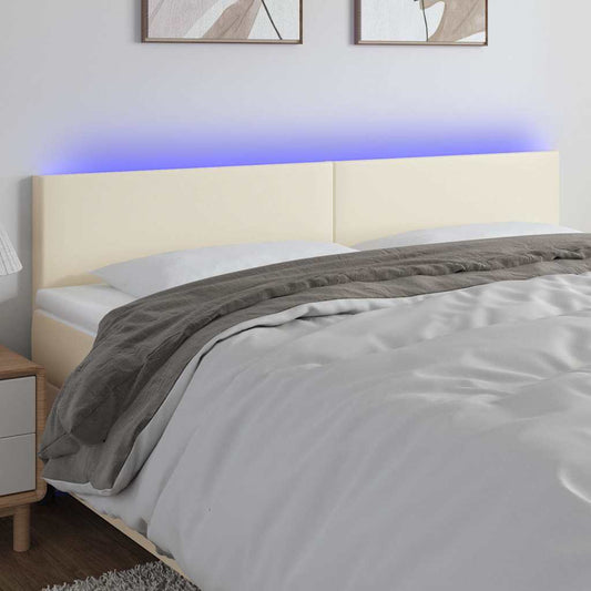 vidaXL Κεφαλάρι Κρεβατιού LED Κρεμ 180x5x78/88 εκ. από Συνθετικό Δέρμα