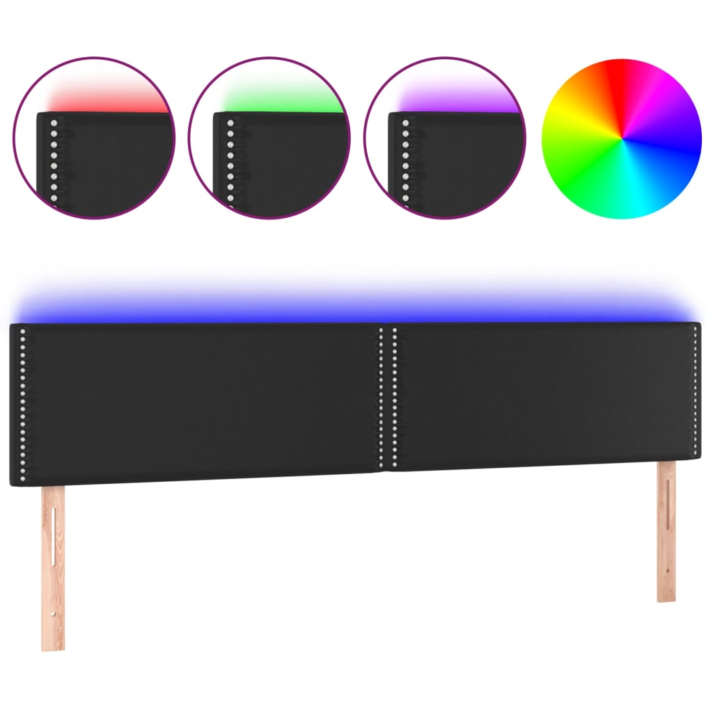 vidaXL Κεφαλάρι Κρεβατιού LED Μαύρο 180x5x78/88 εκ. Συνθετ. Δέρμα