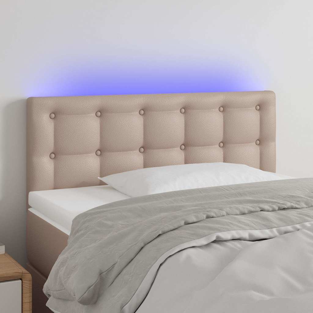 vidaXL Κεφαλάρι Κρεβατιού LED Καπουτσίνο 80x5x78/88 εκ. Συνθετ. Δέρμα