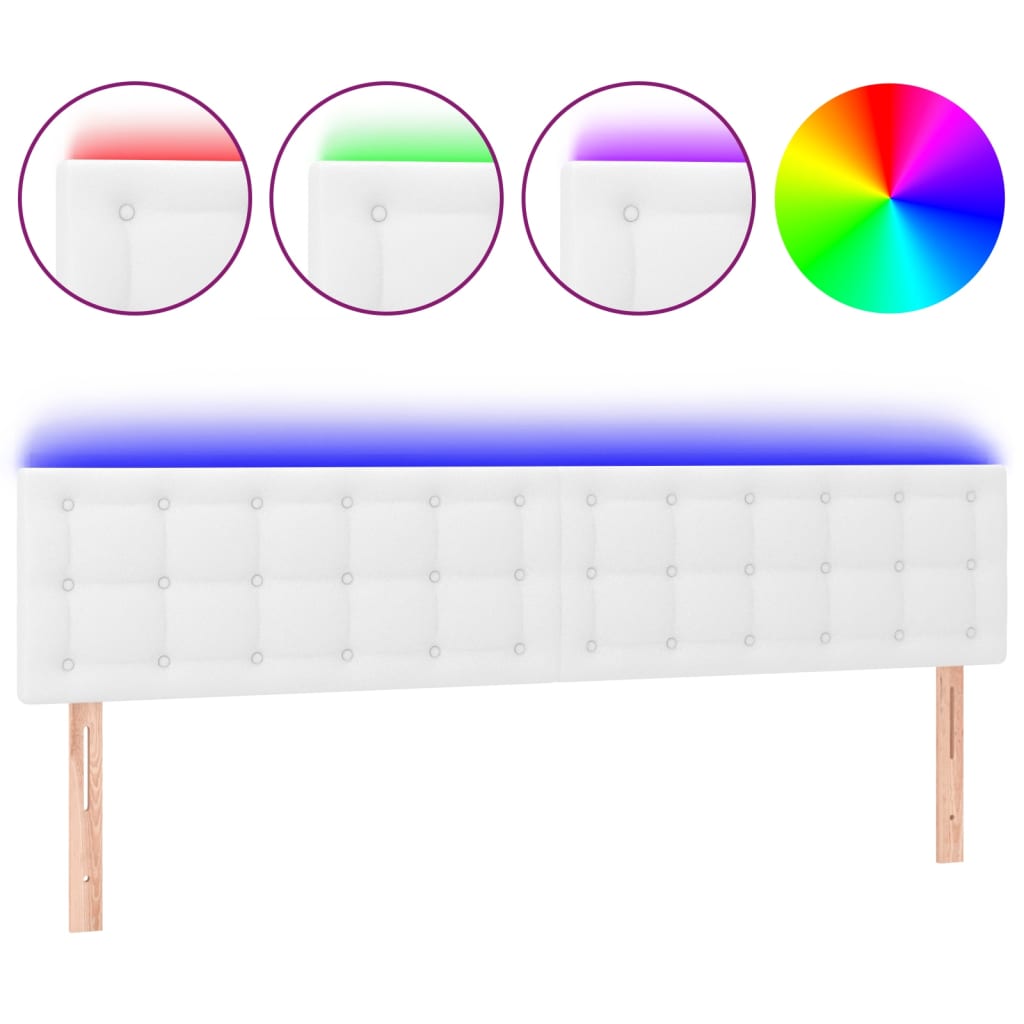 vidaXL Κεφαλάρι Κρεβατιού LED Λευκό 160x5x78/88 εκ. Συνθετ. Δέρμα