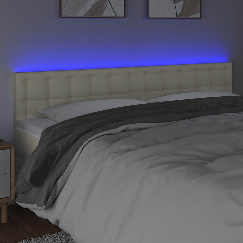 vidaXL Κεφαλάρι Κρεβατιού LED Κρεμ 180x5x78/88 εκ. από Συνθετικό Δέρμα
