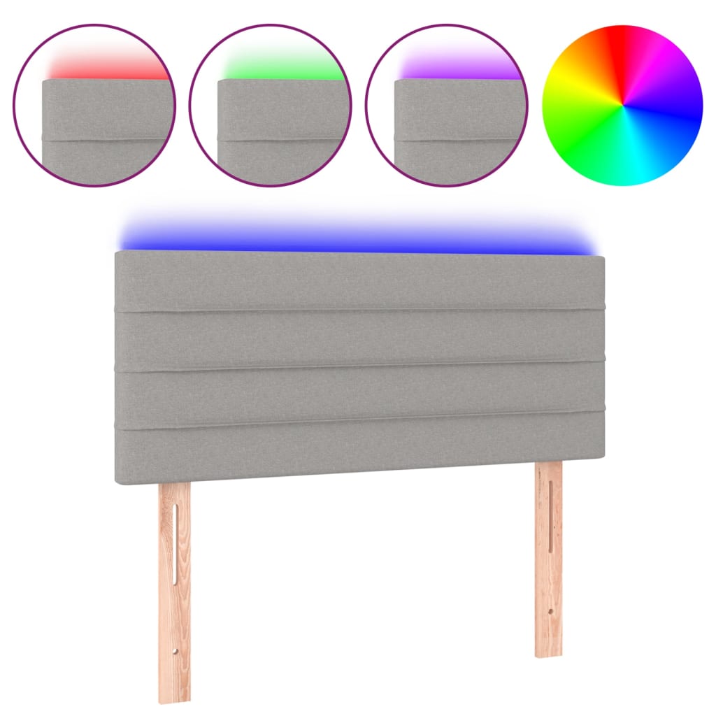 vidaXL Κεφαλάρι Κρεβατιού LED Ανοιχτό Γκρι 80x5x78/88 εκ. Υφασμάτινο
