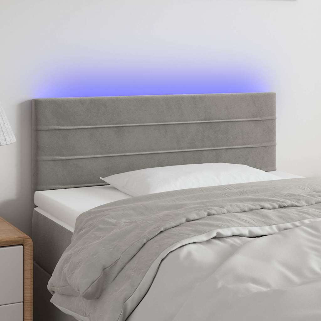 vidaXL Κεφαλάρι Κρεβατιού LED Ανοιχτό Γκρι 80x5x78/88 εκ. Βελούδινο