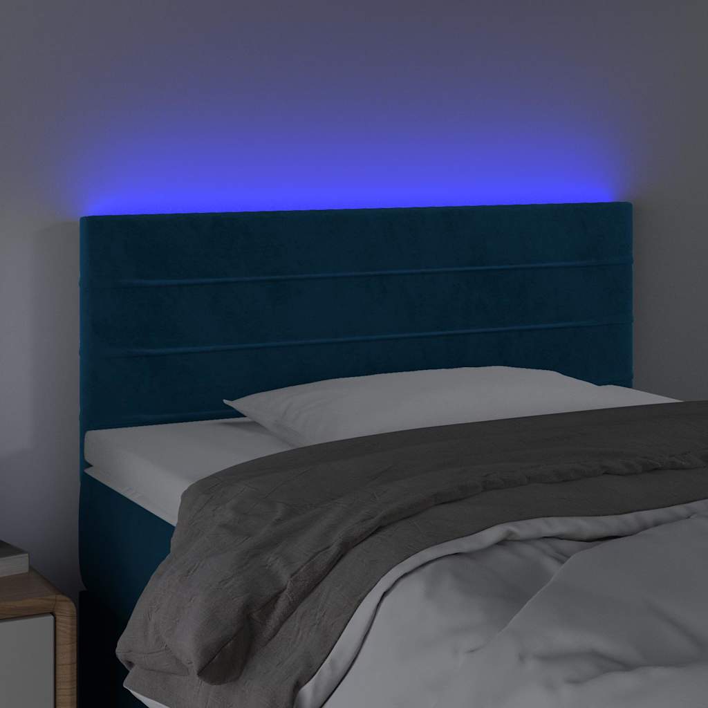 vidaXL Κεφαλάρι Κρεβατιού LED Σκούρο Μπλε 80x5x78/88 εκ. Βελούδινο