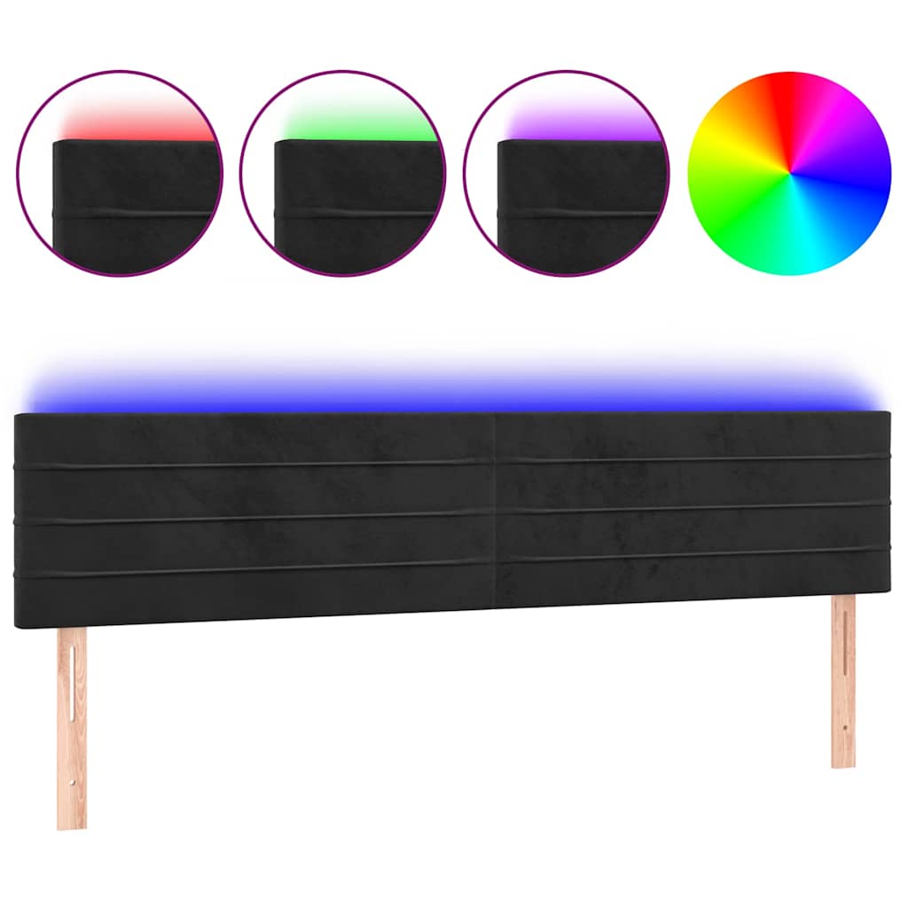 vidaXL Κεφαλάρι Κρεβατιού LED Μαύρο 160x5x78/88 εκ. Βελούδινο