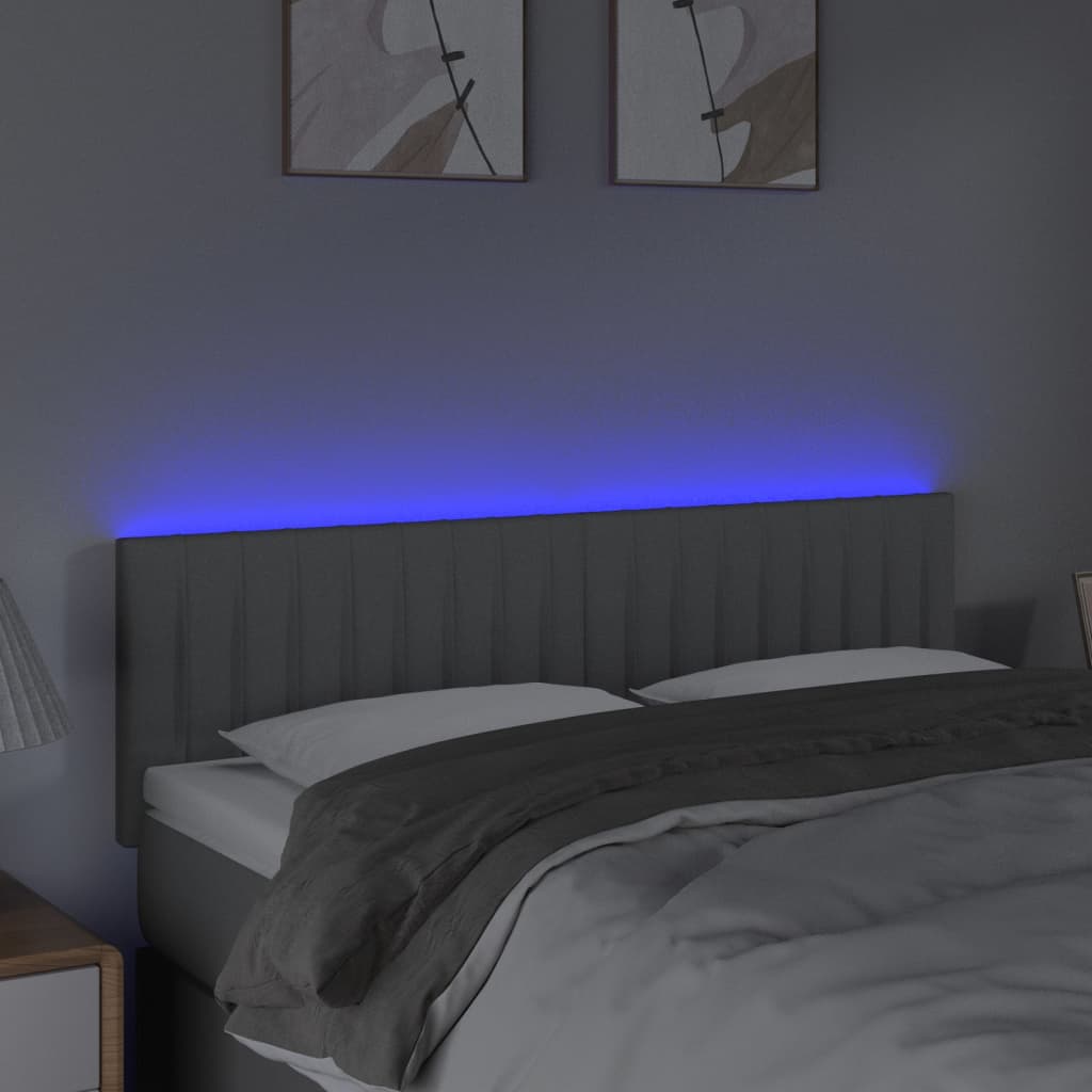 vidaXL Κεφαλάρι Κρεβατιού LED Ανοιχτό Γκρι 144x5x78/88 εκ. Υφασμάτινο