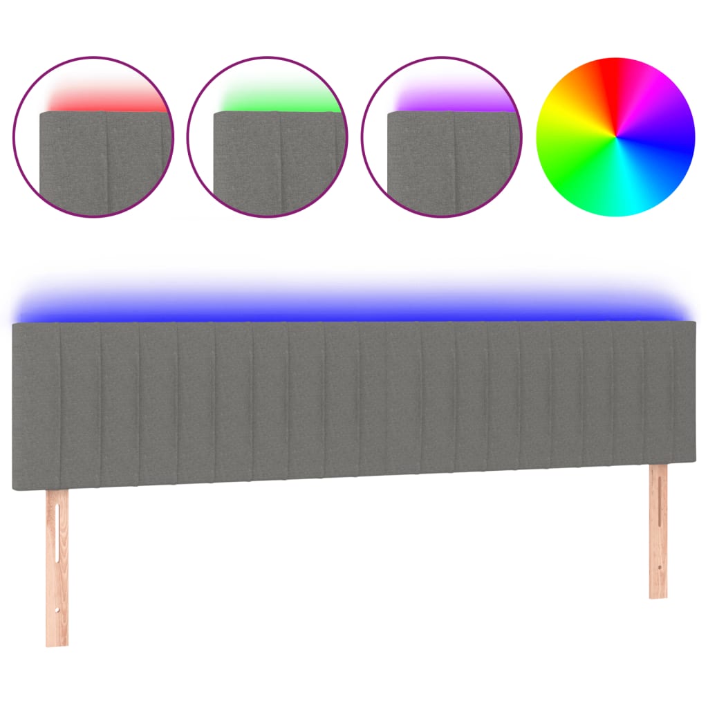 vidaXL Κεφαλάρι Κρεβατιού LED Σκούρο Γκρι 180x5x78/88 εκ. Υφασμάτινο