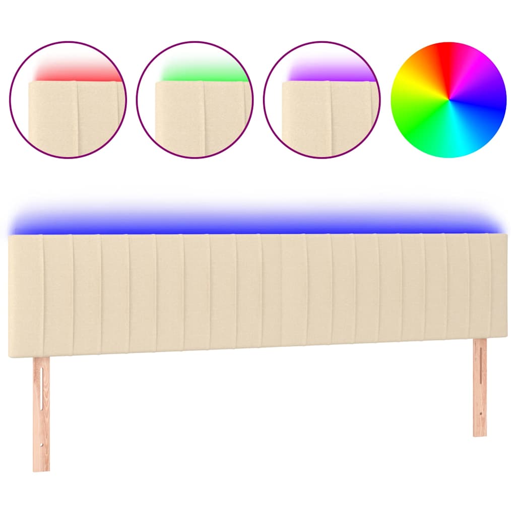 vidaXL Κεφαλάρι Κρεβατιού LED Κρεμ 180x5x78/88 εκ. Υφασμάτινο