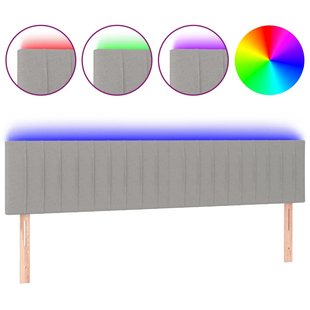 vidaXL Κεφαλάρι Κρεβατιού LED Ανοιχτό Γκρι 200x5x78/88 εκ. Υφασμάτινο