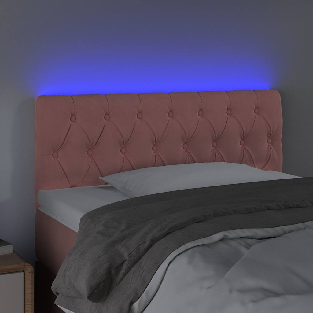 vidaXL Κεφαλάρι Κρεβατιού LED Ροζ 100x7x78/88 εκ. Βελούδινο