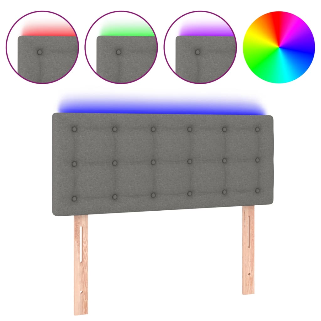 vidaXL Κεφαλάρι Κρεβατιού LED Σκούρο Γκρι 90x5x78/88 εκ. Υφασμάτινο