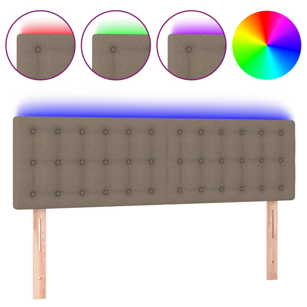 vidaXL Κεφαλάρι Κρεβατιού LED Taupe 144x5x78/88 εκ. Υφασμάτινο
