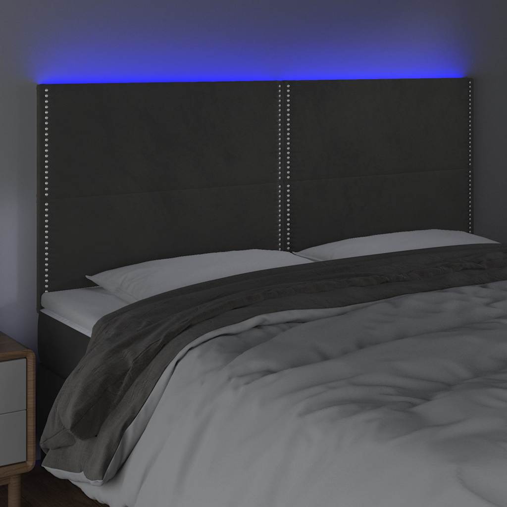 vidaXL Κεφαλάρι Κρεβατιού LED Σκούρο Γκρι 180x5x118/128 εκ. Βελούδινο