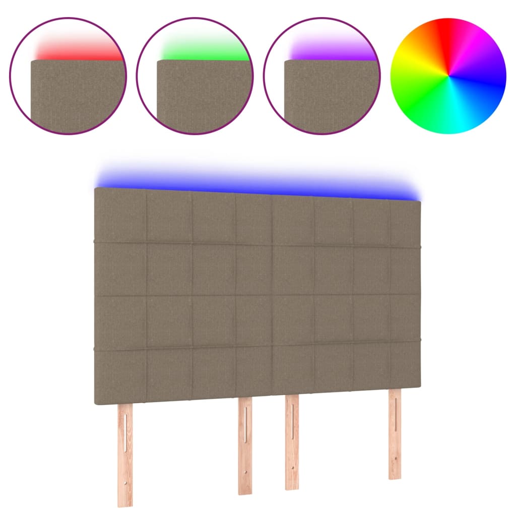 vidaXL Κεφαλάρι Κρεβατιού LED Taupe 144x5x118/128 εκ. Υφασμάτινο