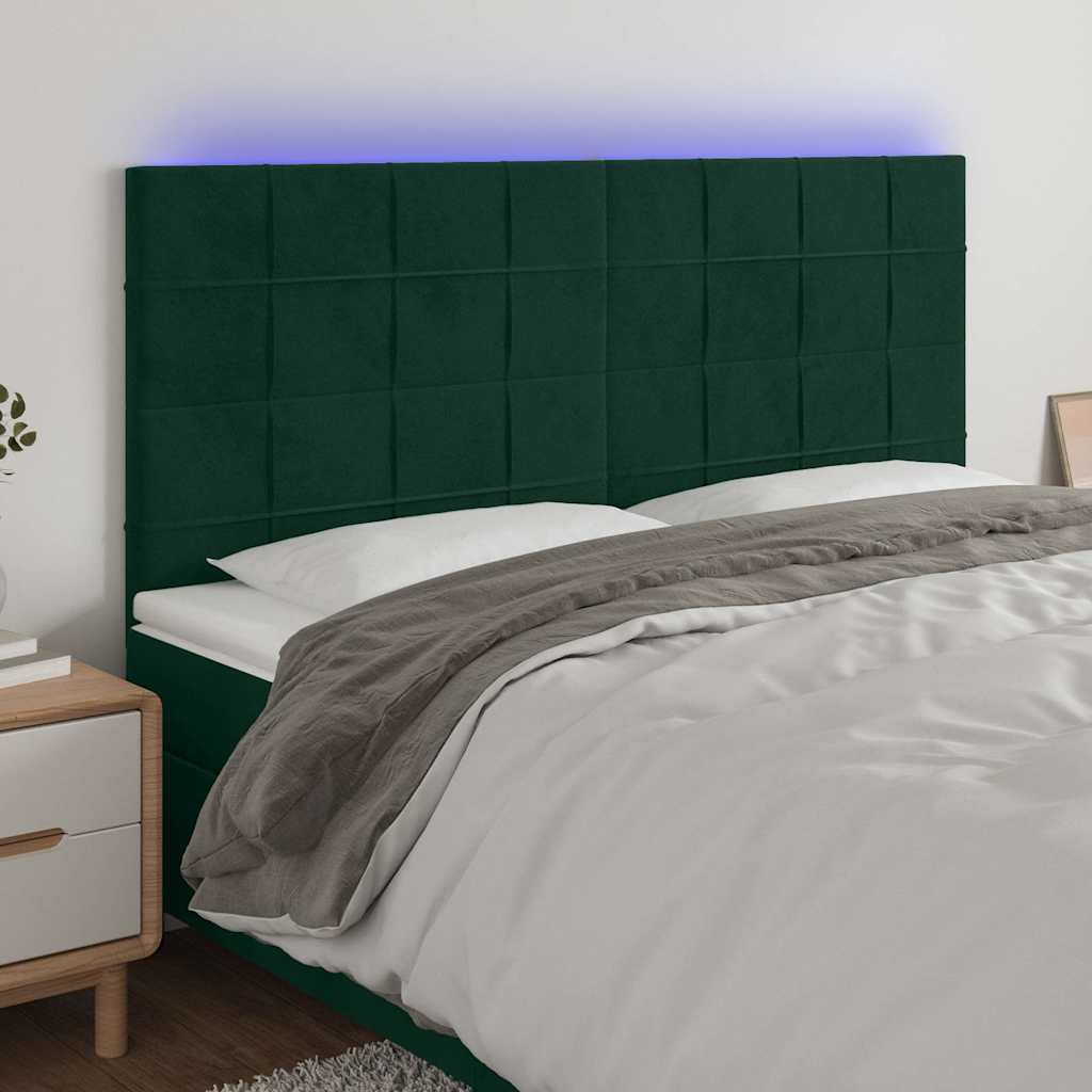 vidaXL Κεφαλάρι Κρεβατιού LED Σκούρο Πράσινο 180x5x118/128 εκ.