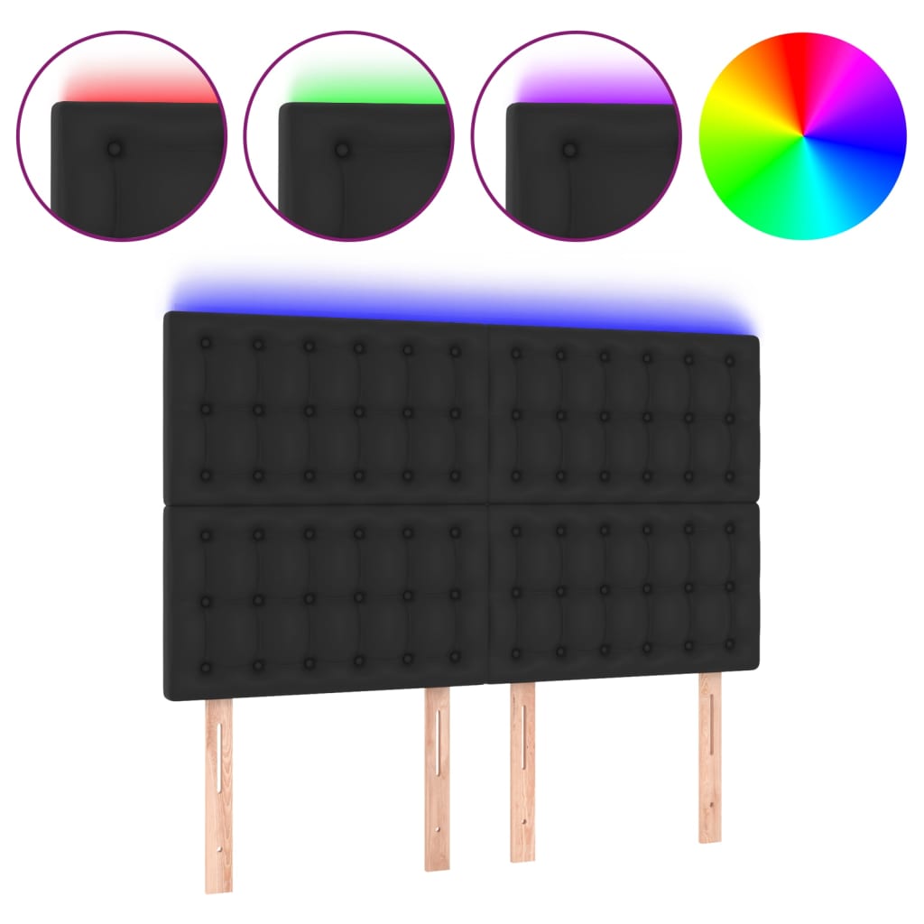 vidaXL Κεφαλάρι Κρεβατιού LED Μαύρο 144x5x118/128 εκ