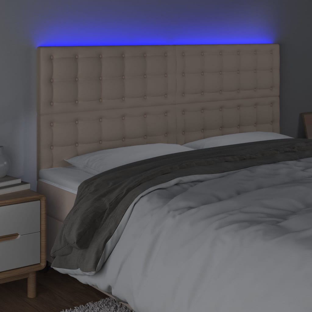 vidaXL Κεφαλάρι Κρεβατιού LED Καπουτσίνο 200x5x118/128 εκ