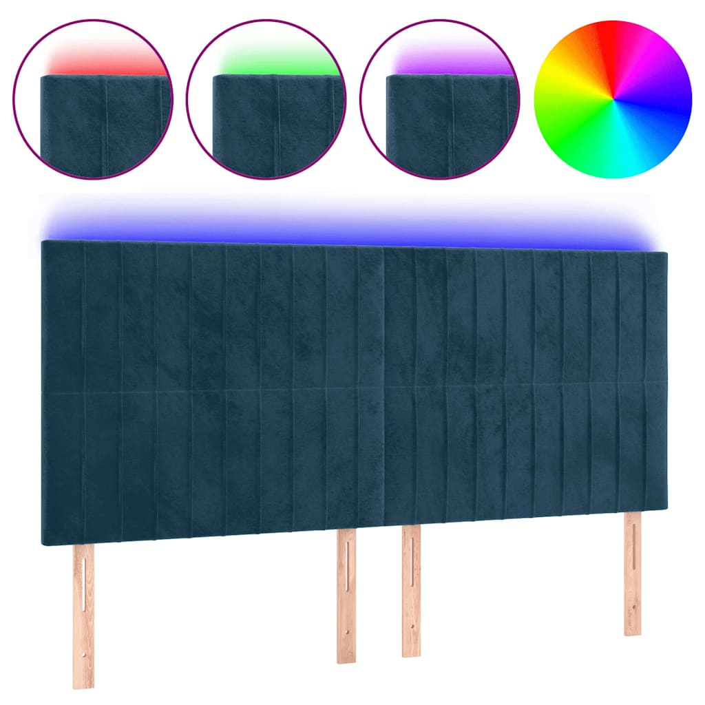vidaXL Κεφαλάρι Κρεβατιού LED Σκούρο Μπλε 180x5x118/128 εκ. Βελούδινο