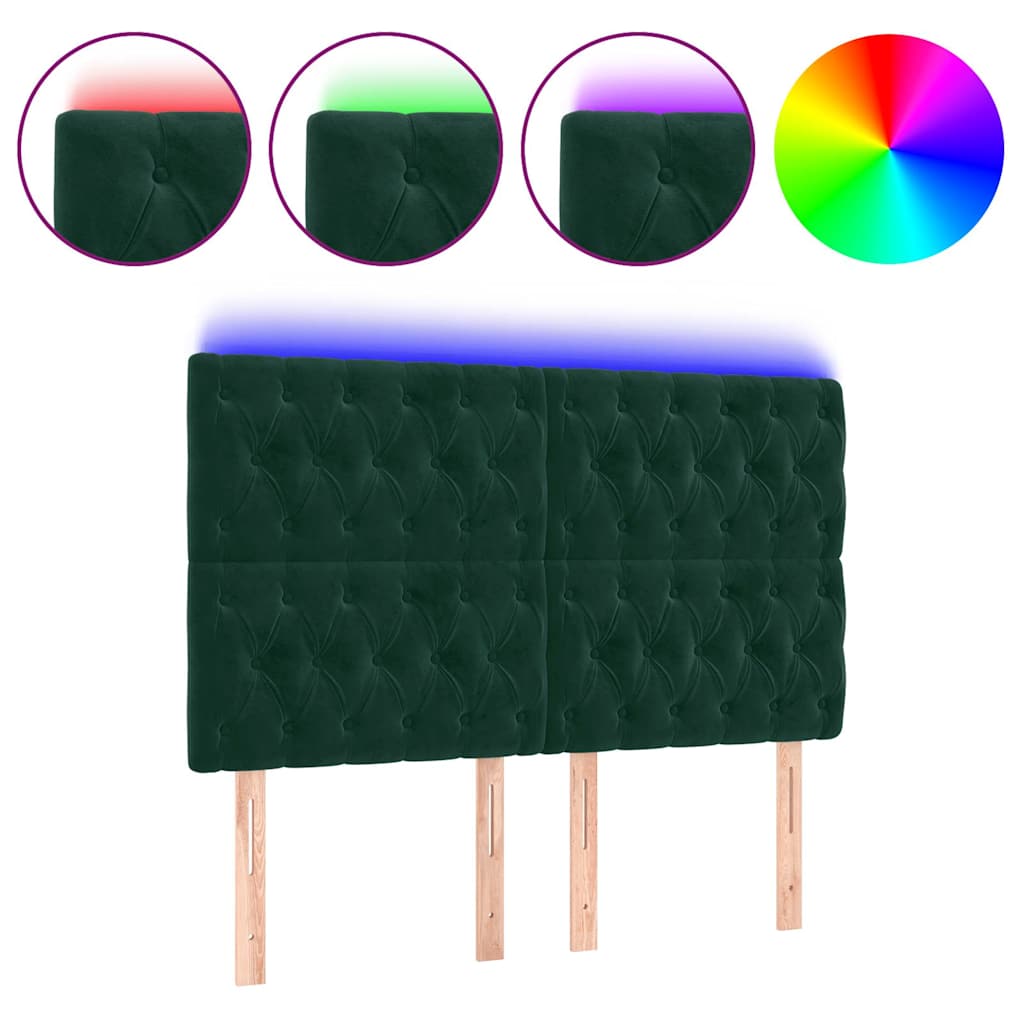 vidaXL Κεφαλάρι Κρεβατιού LED Σκούρο Πράσινο 160x7x118/128 εκ.