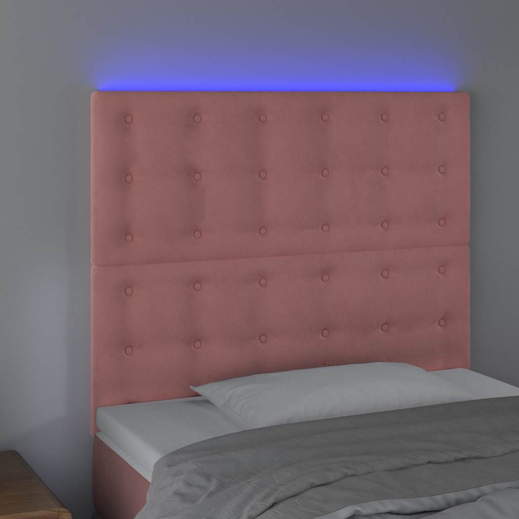 vidaXL Κεφαλάρι Κρεβατιού LED Ροζ 80x5x118/128 εκ. Βελούδινο