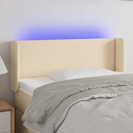 vidaXL Κεφαλάρι Κρεβατιού LED Κρεμ 83x16x78/88 εκ. Υφασμάτινο