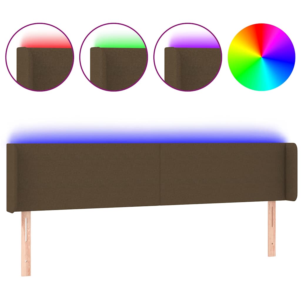 vidaXL Κεφαλάρι Κρεβατιού LED Σκούρο Καφέ 163x16x78/88 εκ. Υφασμάτινο