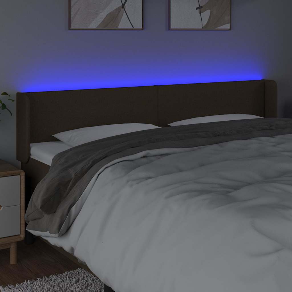 vidaXL Κεφαλάρι Κρεβατιού LED Σκούρο Καφέ 163x16x78/88 εκ. Υφασμάτινο