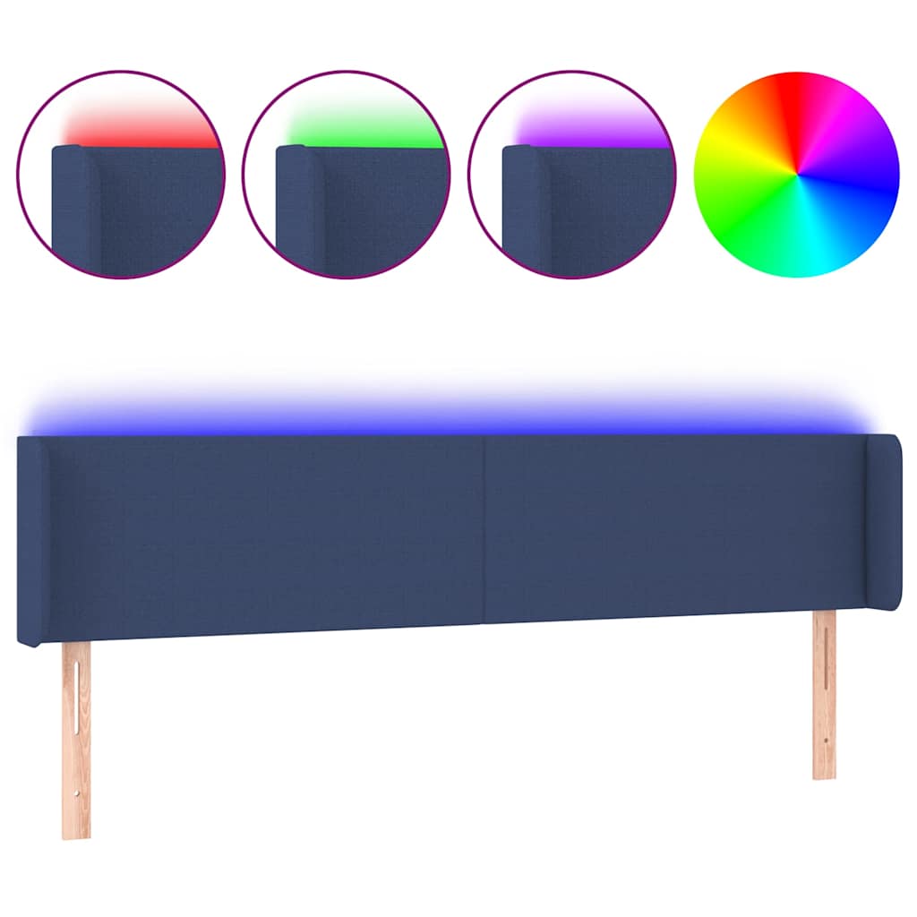 vidaXL Κεφαλάρι Κρεβατιού LED Μπλε 163x16x78/88 εκ. Υφασμάτινο