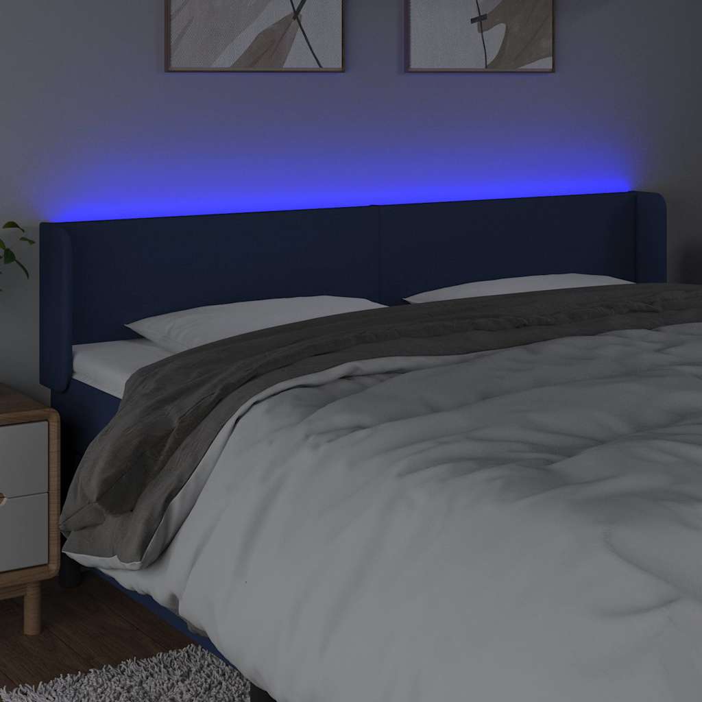 vidaXL Κεφαλάρι Κρεβατιού LED Μπλε 163x16x78/88 εκ. Υφασμάτινο