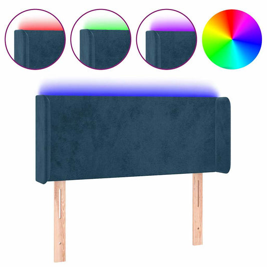 vidaXL Κεφαλάρι Κρεβατιού LED Σκούρο Μπλε 83x16x78/88 εκ. Βελούδινο
