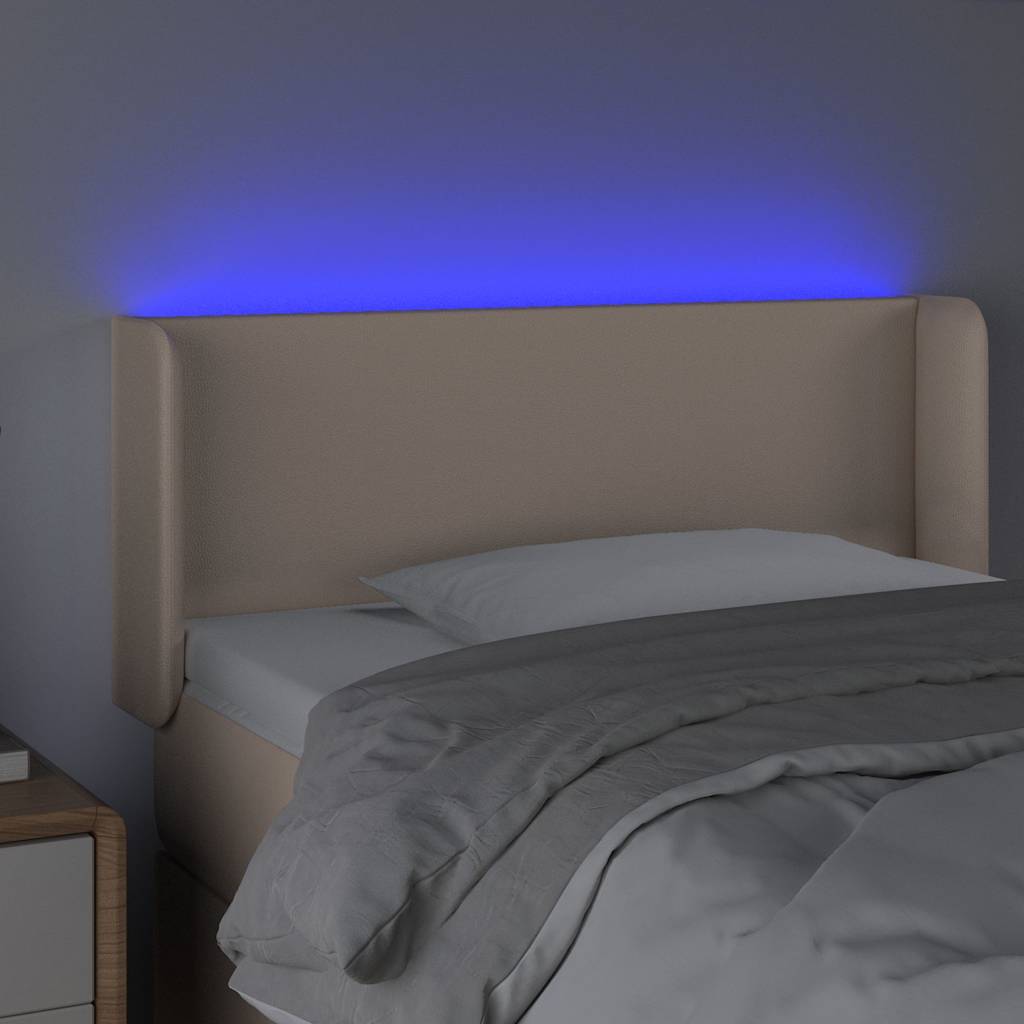 vidaXL Κεφαλάρι Κρεβατιού LED Καπουτσίνο 83x16x78/88 εκ. Συνθετ. Δέρμα
