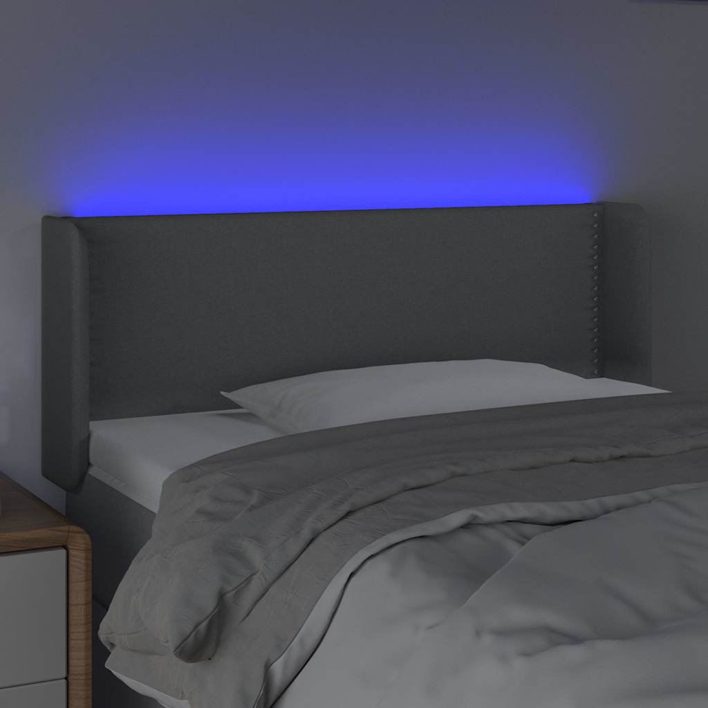 vidaXL Κεφαλάρι Κρεβατιού LED Ανοιχτό Γκρι 83x16x78/88 εκ. Υφασμάτινο