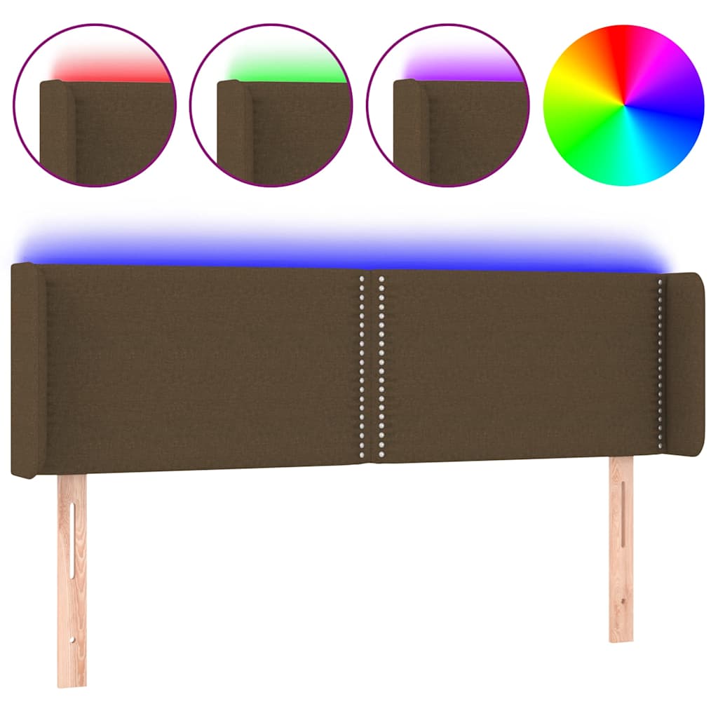 vidaXL Κεφαλάρι Κρεβατιού LED Σκούρο Καφέ 147x16x78/88 εκ. Υφασμάτινο
