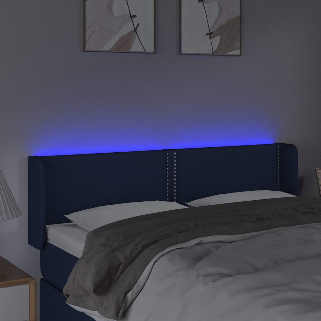 vidaXL Κεφαλάρι Κρεβατιού LED Μπλε 147x16x78/88 εκ. Υφασμάτινο