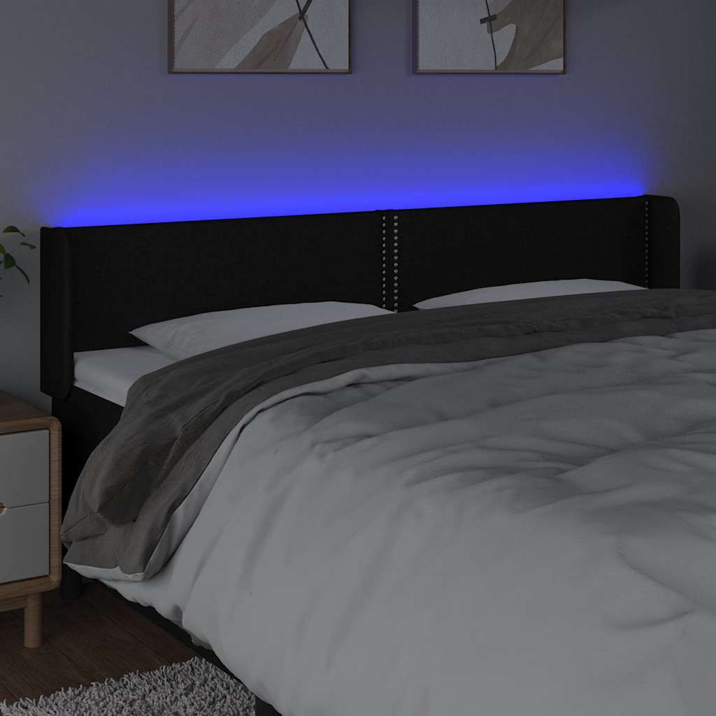vidaXL Κεφαλάρι Κρεβατιού LED Μαύρο 183x16x78/88 εκ. Υφασμάτινο