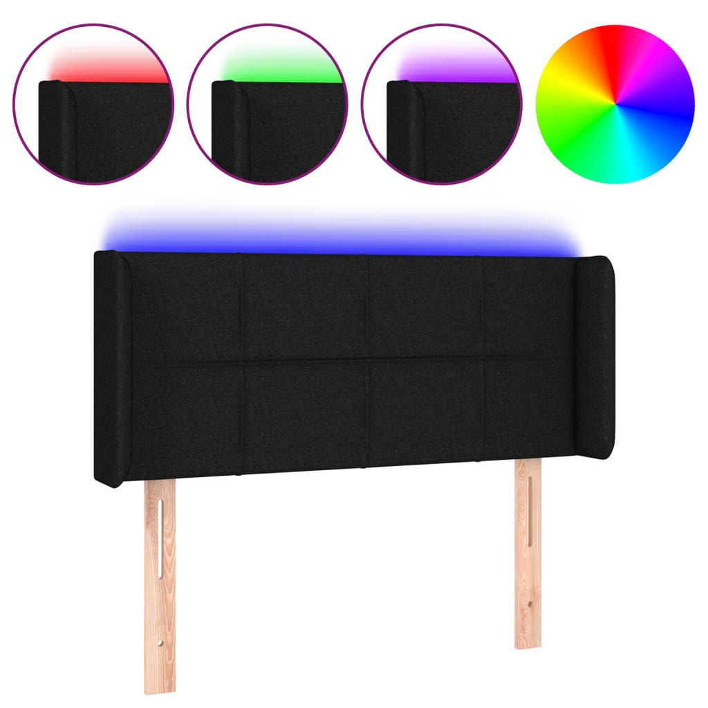 vidaXL Κεφαλάρι Κρεβατιού LED Μαύρο 83x16x78/88 εκ. Υφασμάτινο