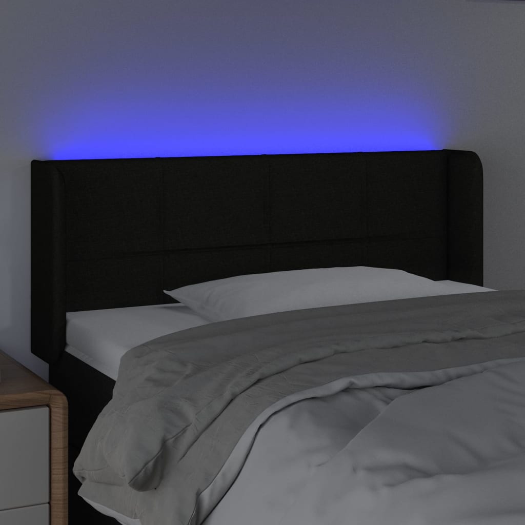 vidaXL Κεφαλάρι Κρεβατιού LED Μαύρο 83x16x78/88 εκ. Υφασμάτινο