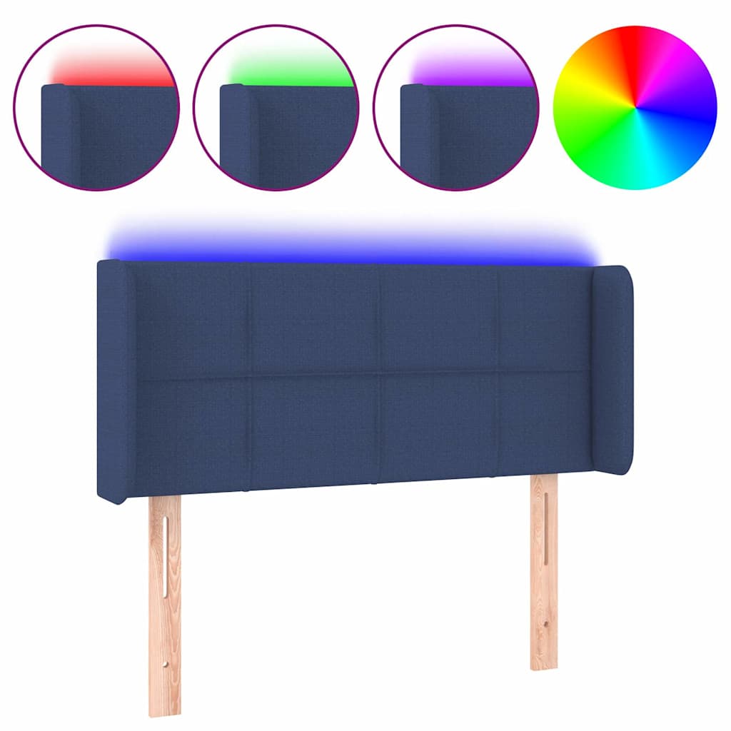 vidaXL Κεφαλάρι Κρεβατιού LED Μπλε 93x16x78/88 εκ. Υφασμάτινο