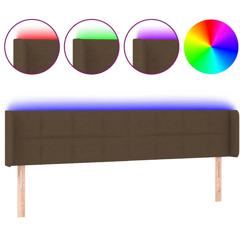 vidaXL Κεφαλάρι Κρεβατιού LED Σκούρο Καφέ 163x16x78/88 εκ. Υφασμάτινο