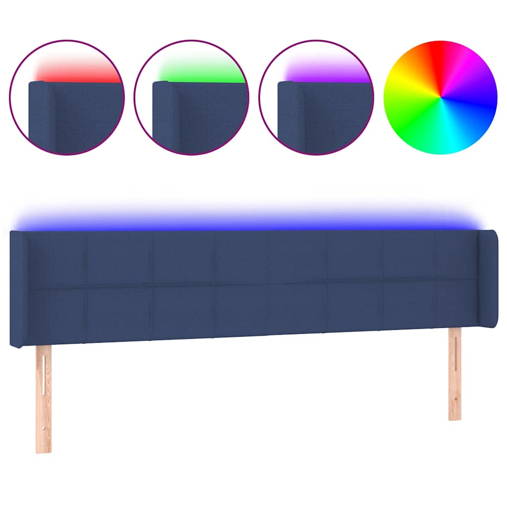 vidaXL Κεφαλάρι Κρεβατιού LED Μπλε 183x16x78/88 εκ. Υφασμάτινο